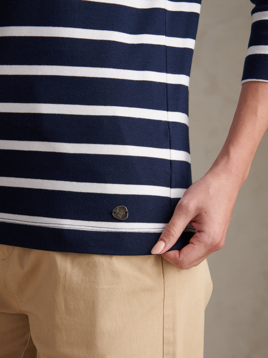 Womens Gradient Stripe Boatneck T-Shirt Navy Iris