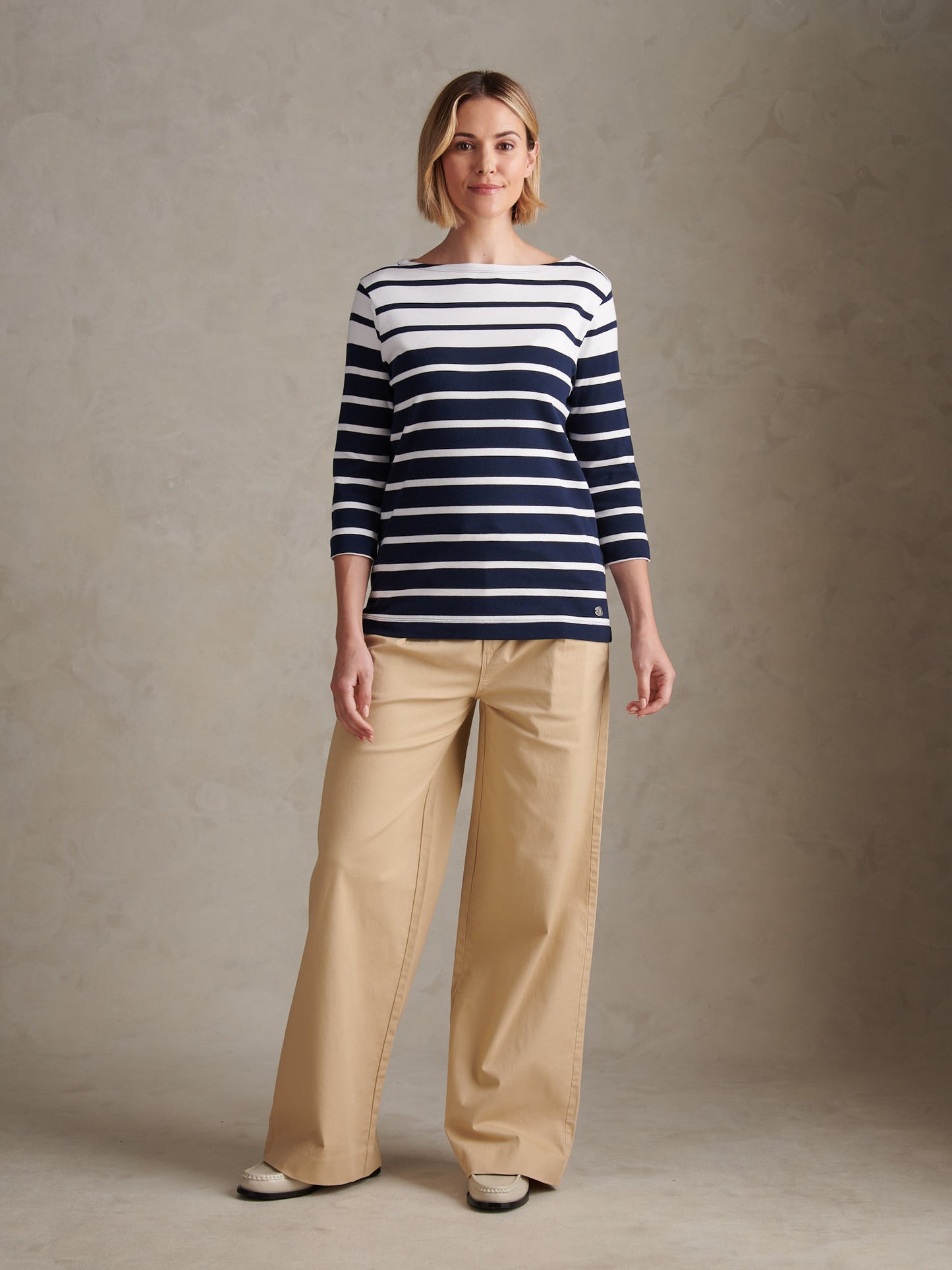 Womens Gradient Stripe Boatneck T-Shirt Navy Iris
