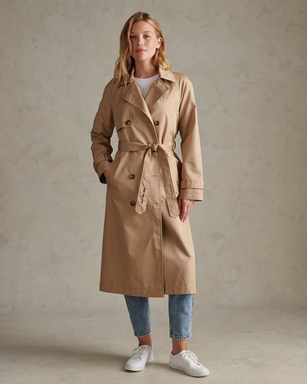 Womens Double Breasted Belted Trench Coat Incense