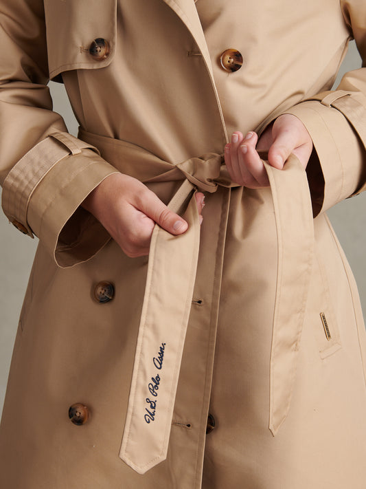 Womens Double Breasted Belted Trench Coat Incense