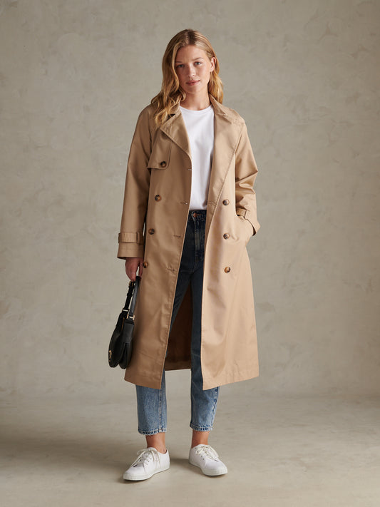 Womens Double Breasted Belted Trench Coat Incense
