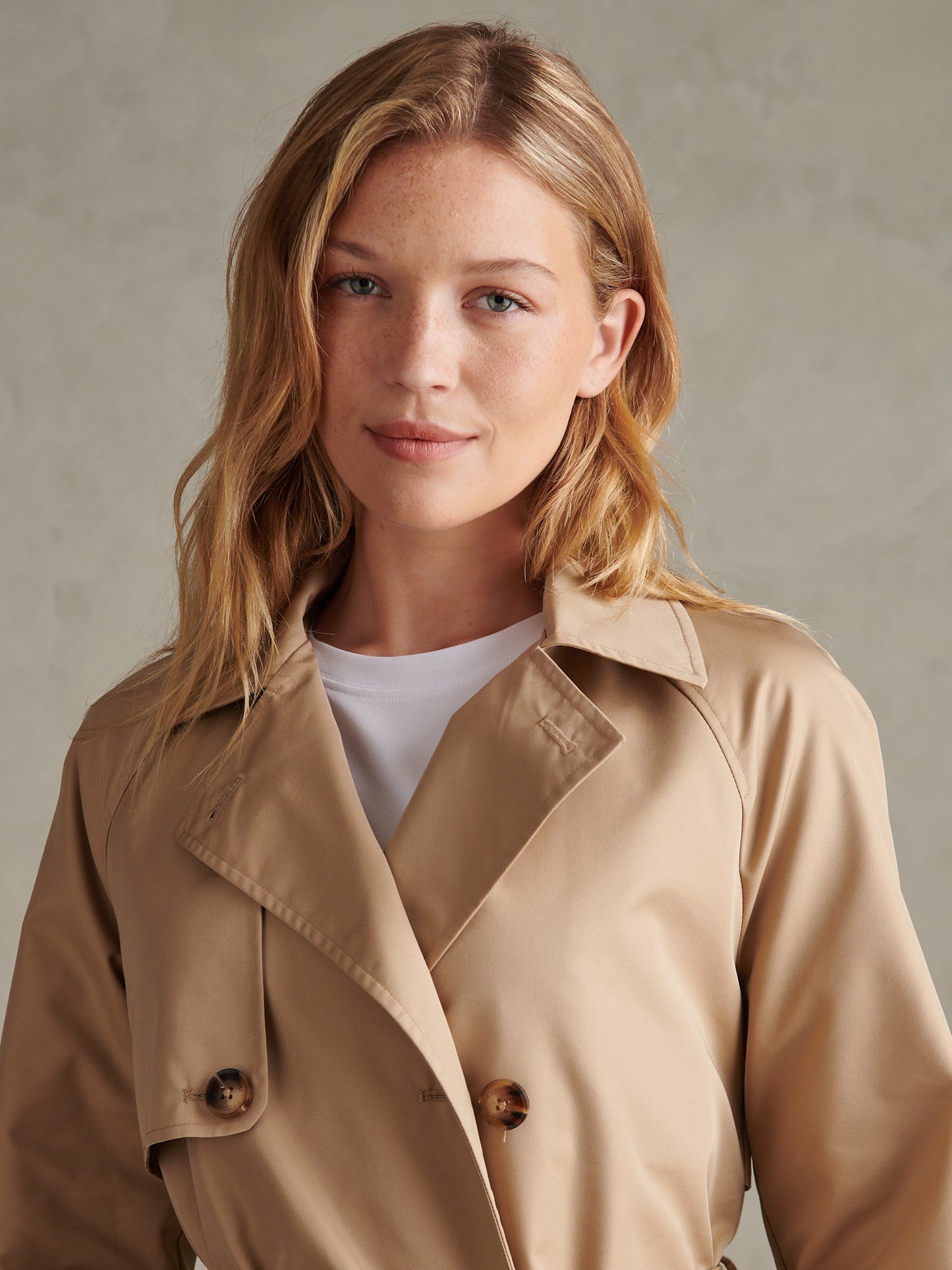Womens Double Breasted Belted Trench Coat Incense