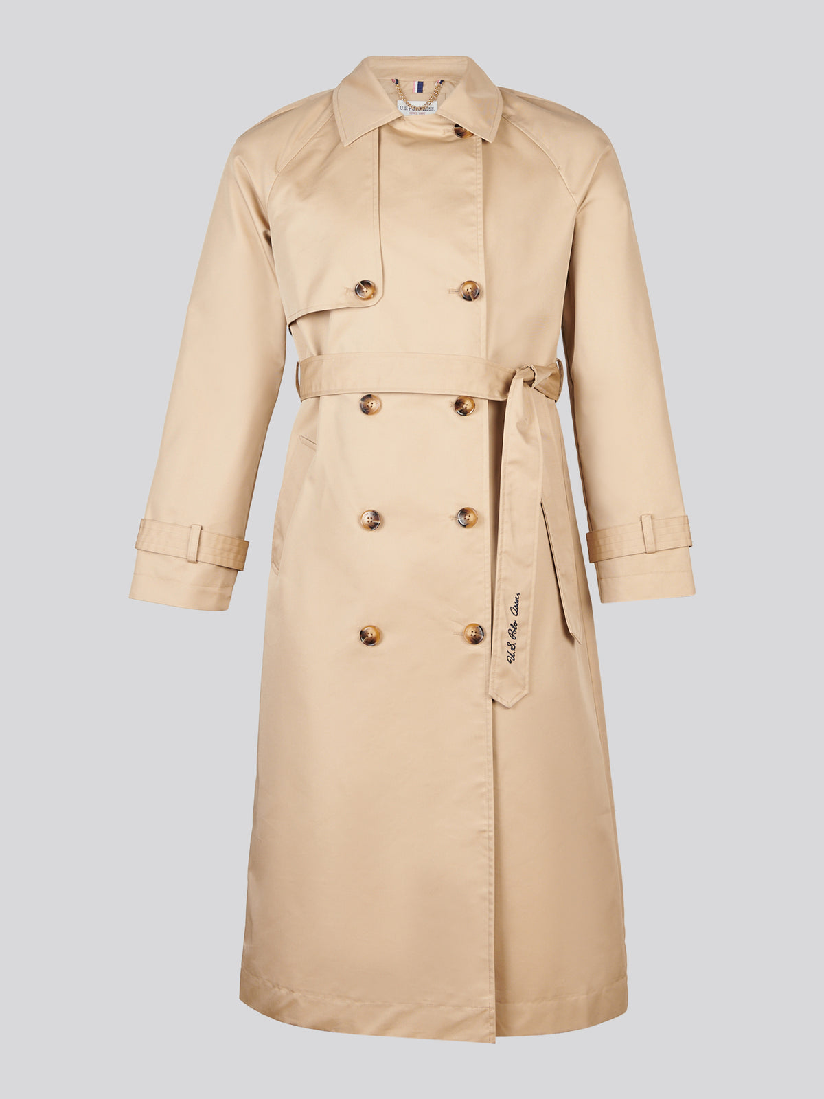 Womens Double Breasted Belted Trench Coat Incense