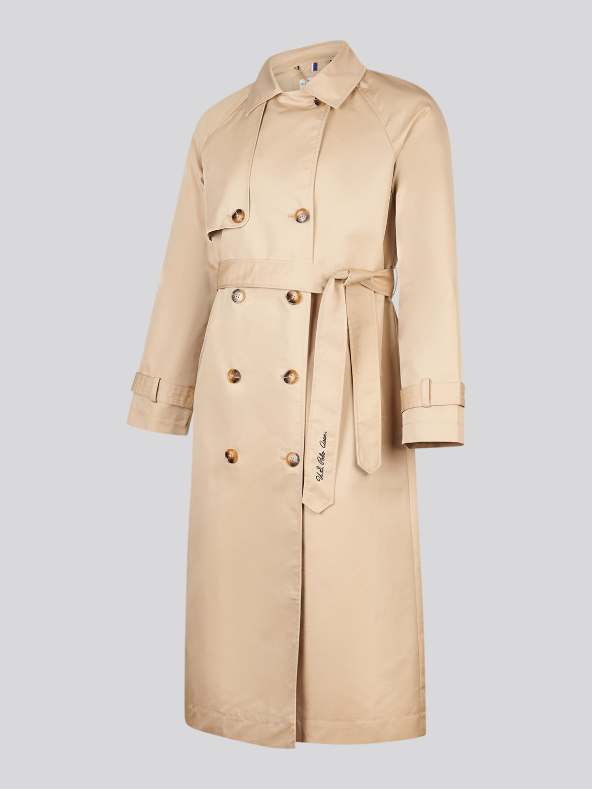 Womens Double Breasted Belted Trench Coat Incense