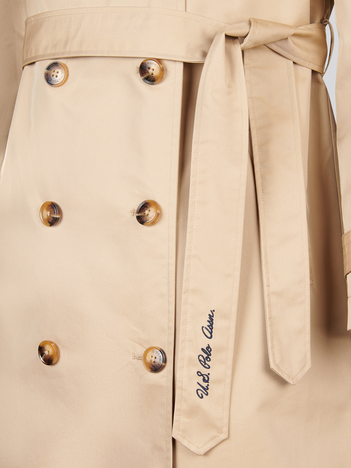 Womens Double Breasted Belted Trench Coat Incense