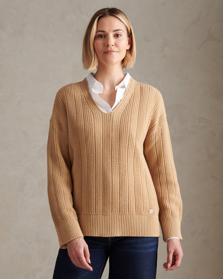 Womens Pure Cotton V Neck Jumper Incense