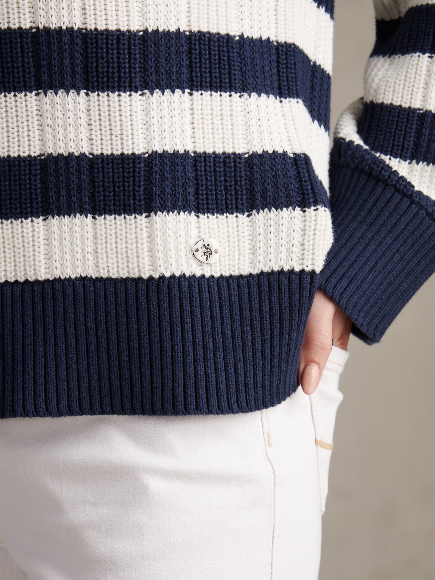 Womens Pure Cotton V Neck Jumper Navy Iris