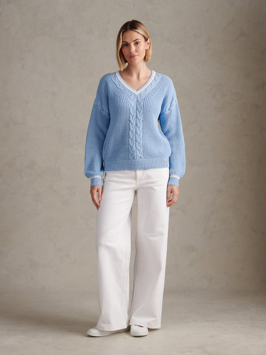 Womens Braid Cable Cricket Jumper Open Air