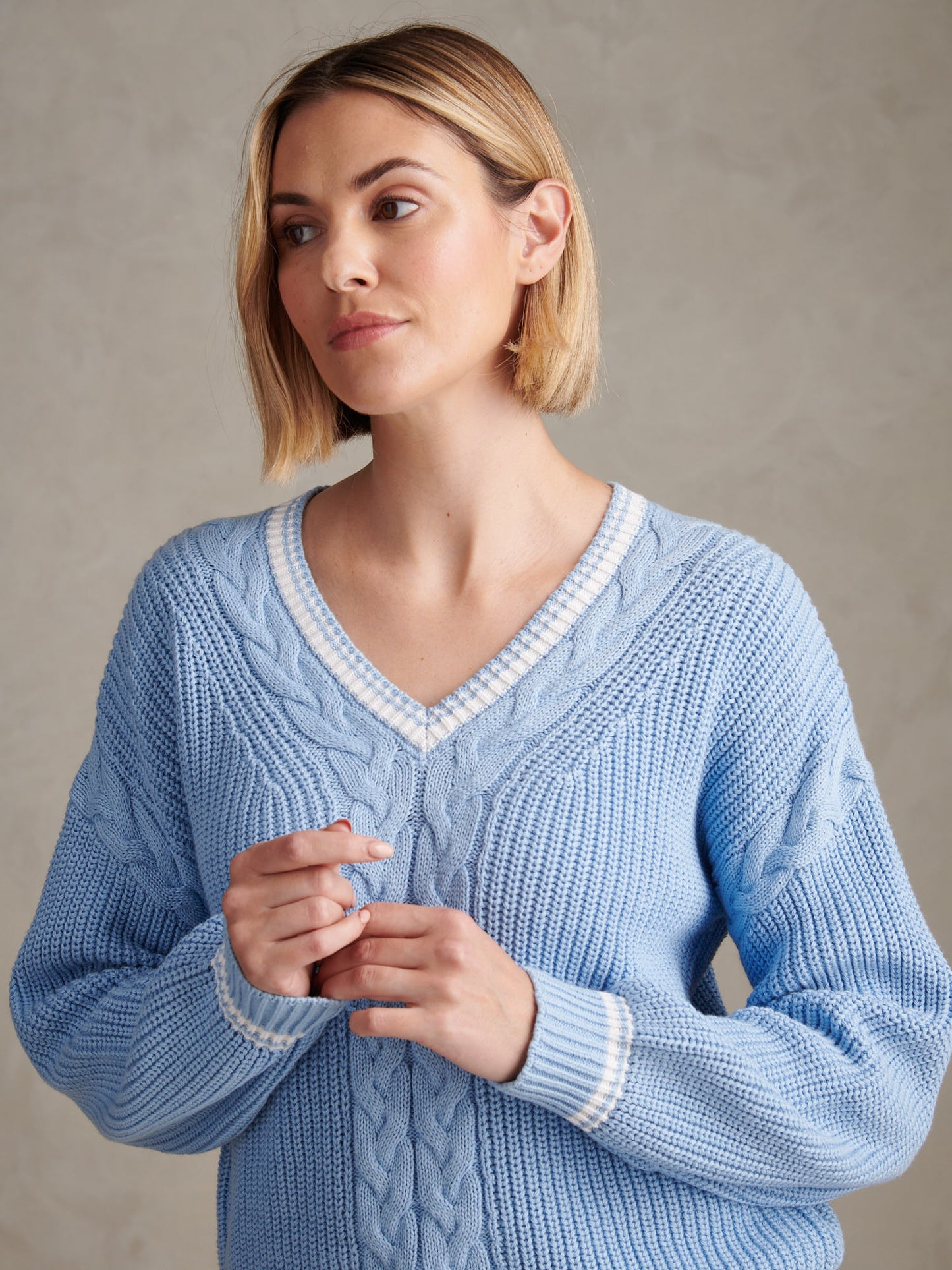 Womens Braid Cable Cricket Jumper Open Air