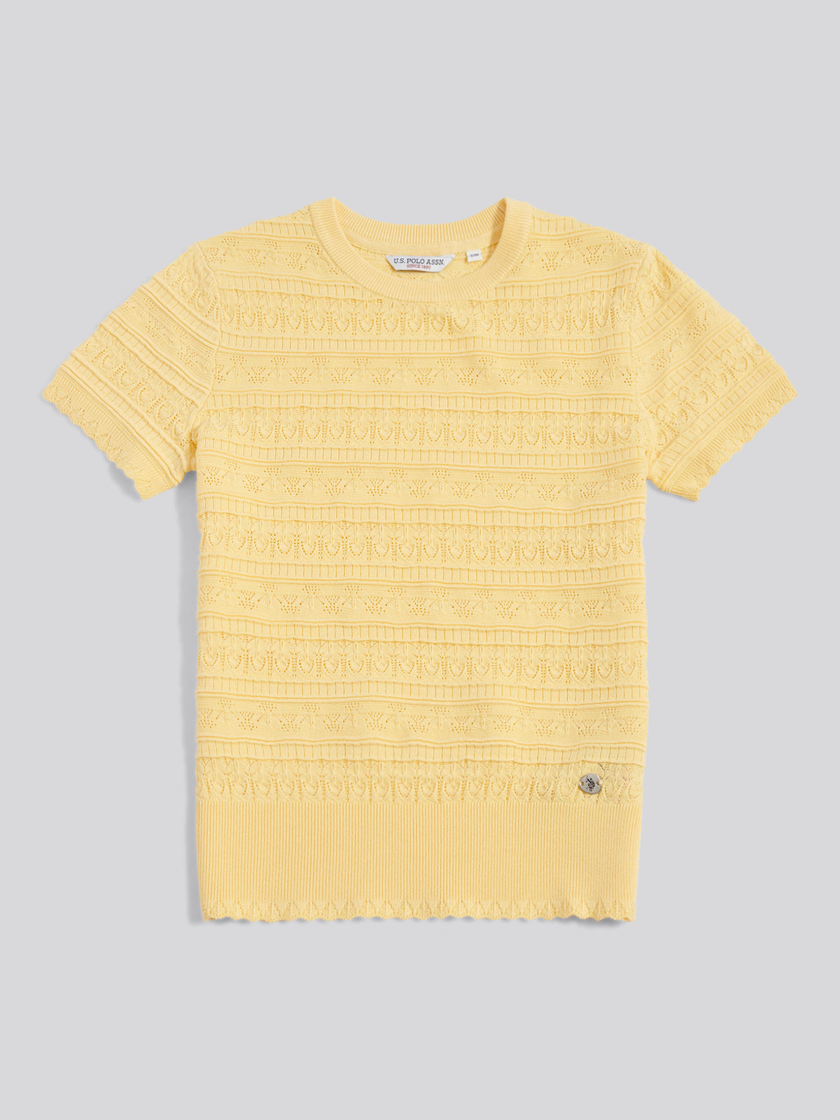 Womens Pointelle Knit T-Shirt Mellow Yellow