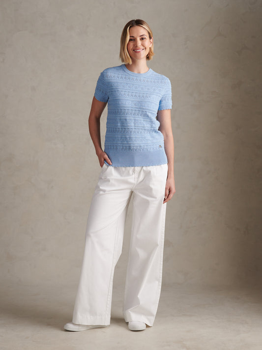 Womens Pointelle Knit T-Shirt Open Air