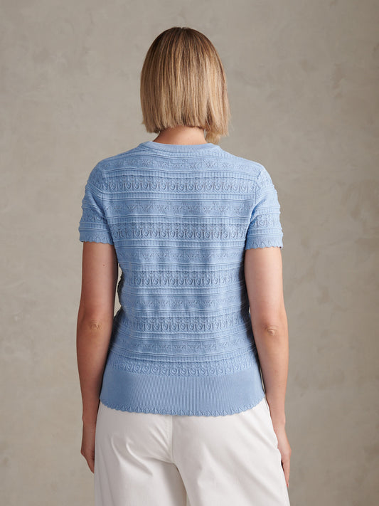 Womens Pointelle Knit T-Shirt Open Air