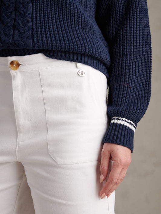 Womens Longline Chino Shorts Bright White