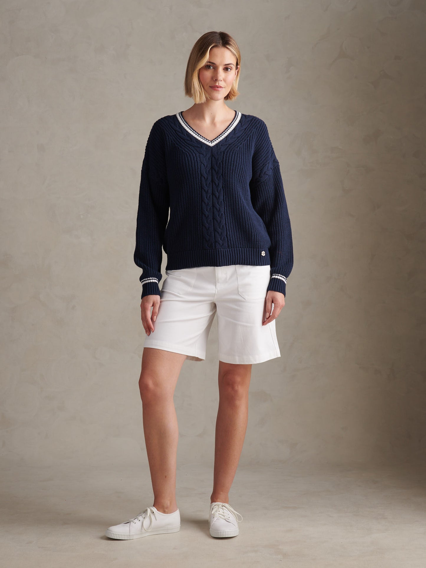 Womens Longline Chino Shorts Bright White