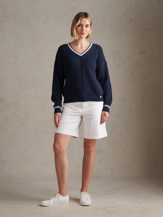 Womens Longline Chino Shorts Bright White