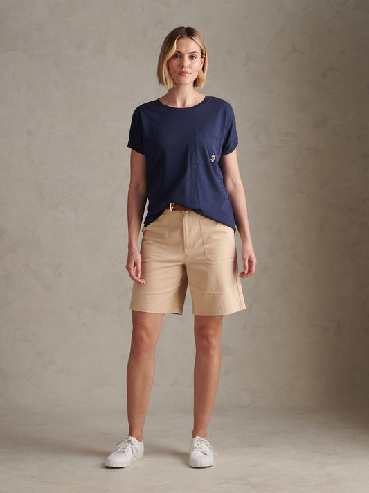 Womens Longline Chino Shorts Irish Cream