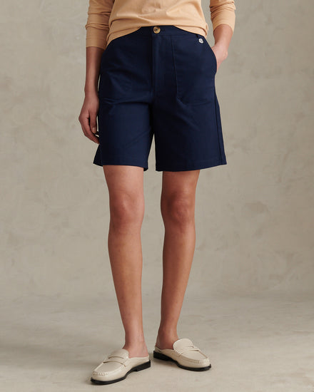 Womens Longline Chino Shorts Navy Iris