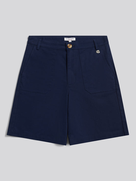 Womens Longline Chino Shorts Navy Iris