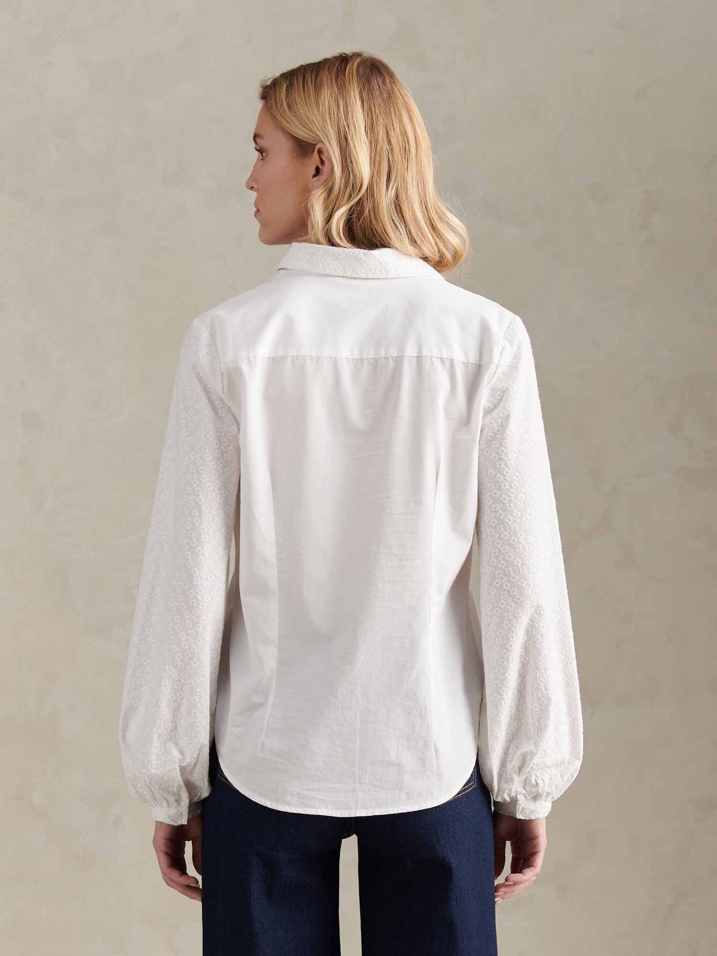 Womens Broderie Detail Loose Fit Shirt Bright White