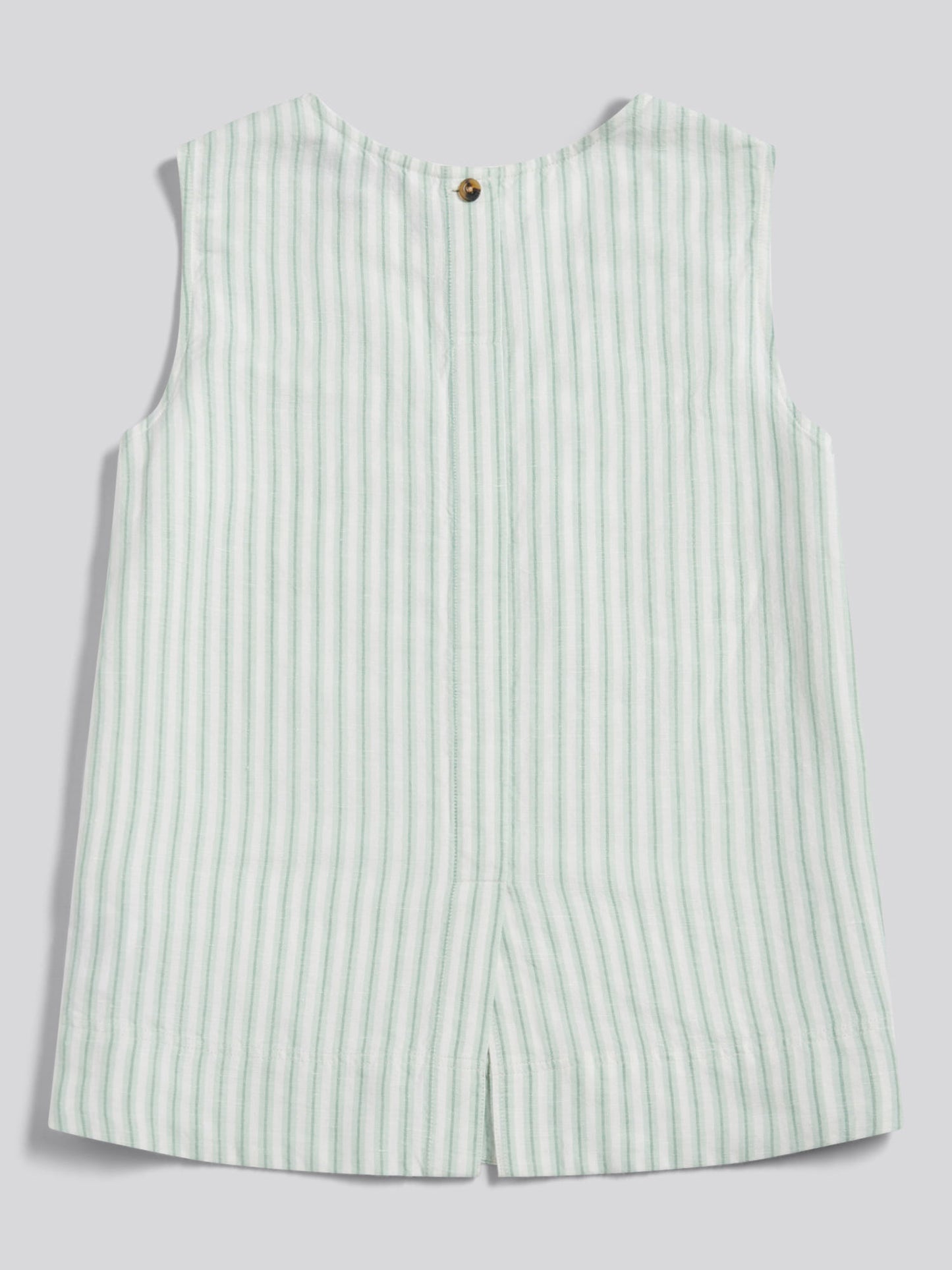 Womens Linen Blend Stripe V-Neck Shell Top Misty Jade