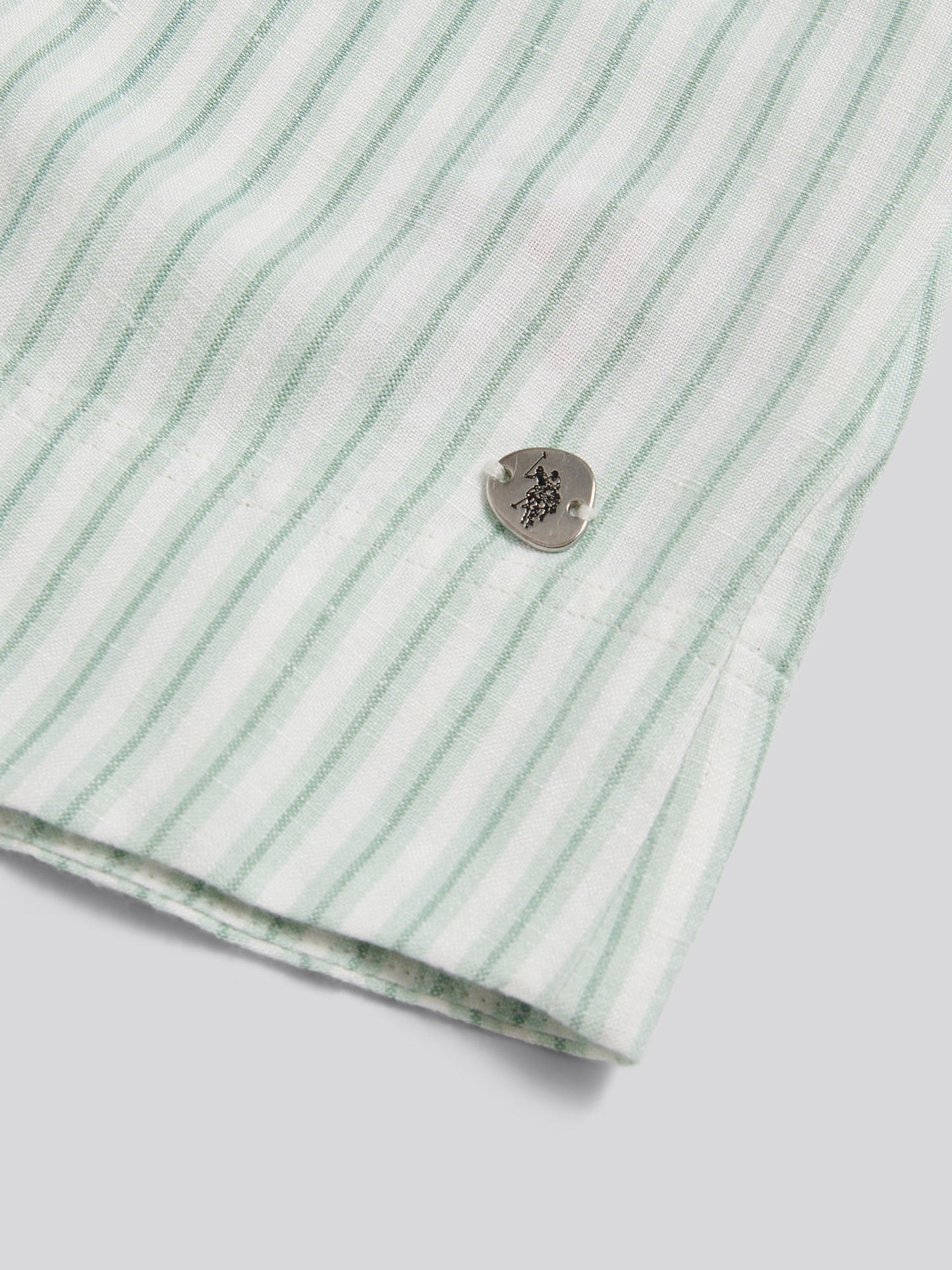 Womens Linen Blend Stripe V-Neck Shell Top Misty Jade