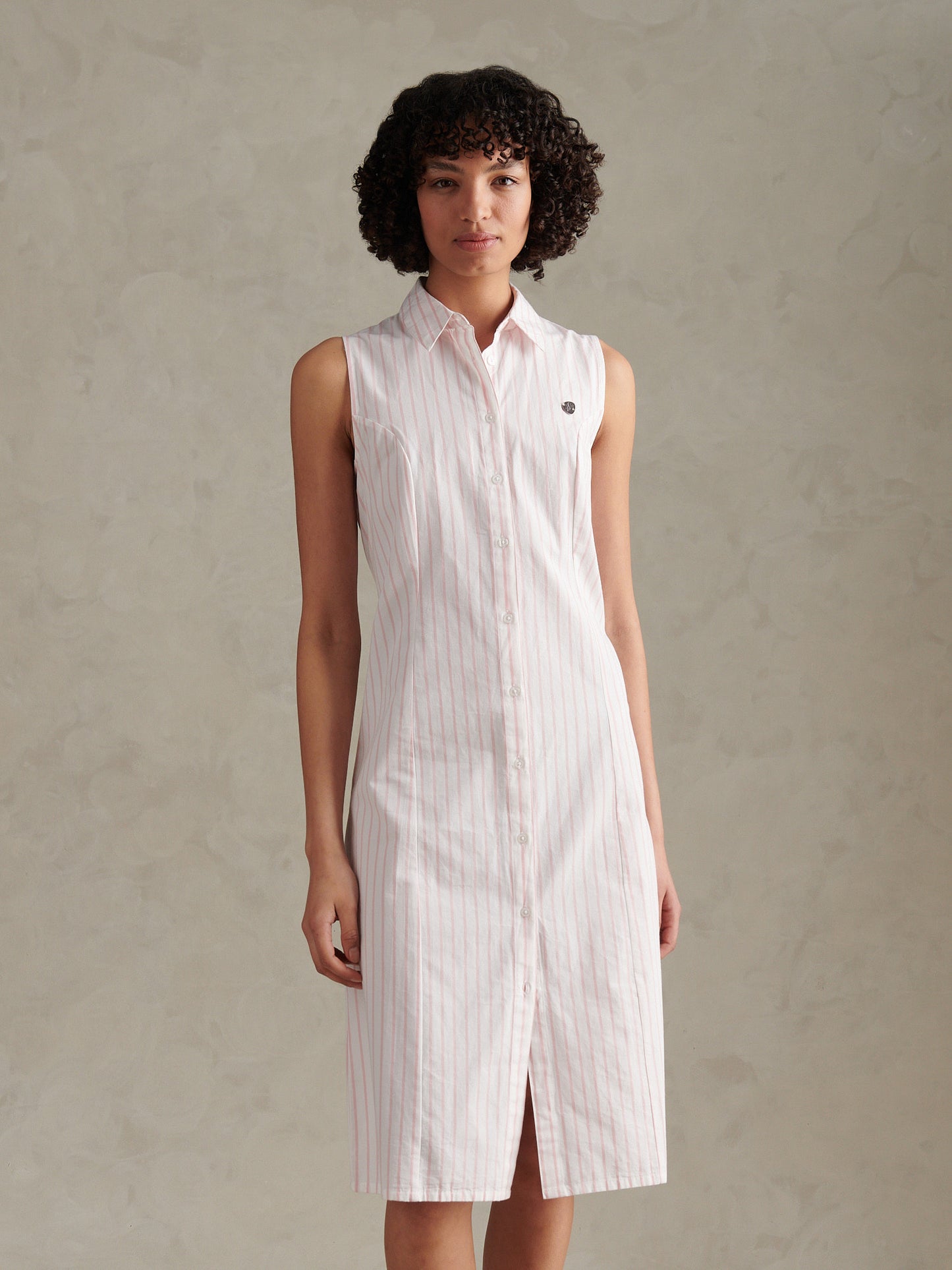 Womens Sleeveless Tie Back Midi Shirt Dress Crystal Rose