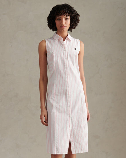 Womens Sleeveless Tie Back Midi Shirt Dress Crystal Rose
