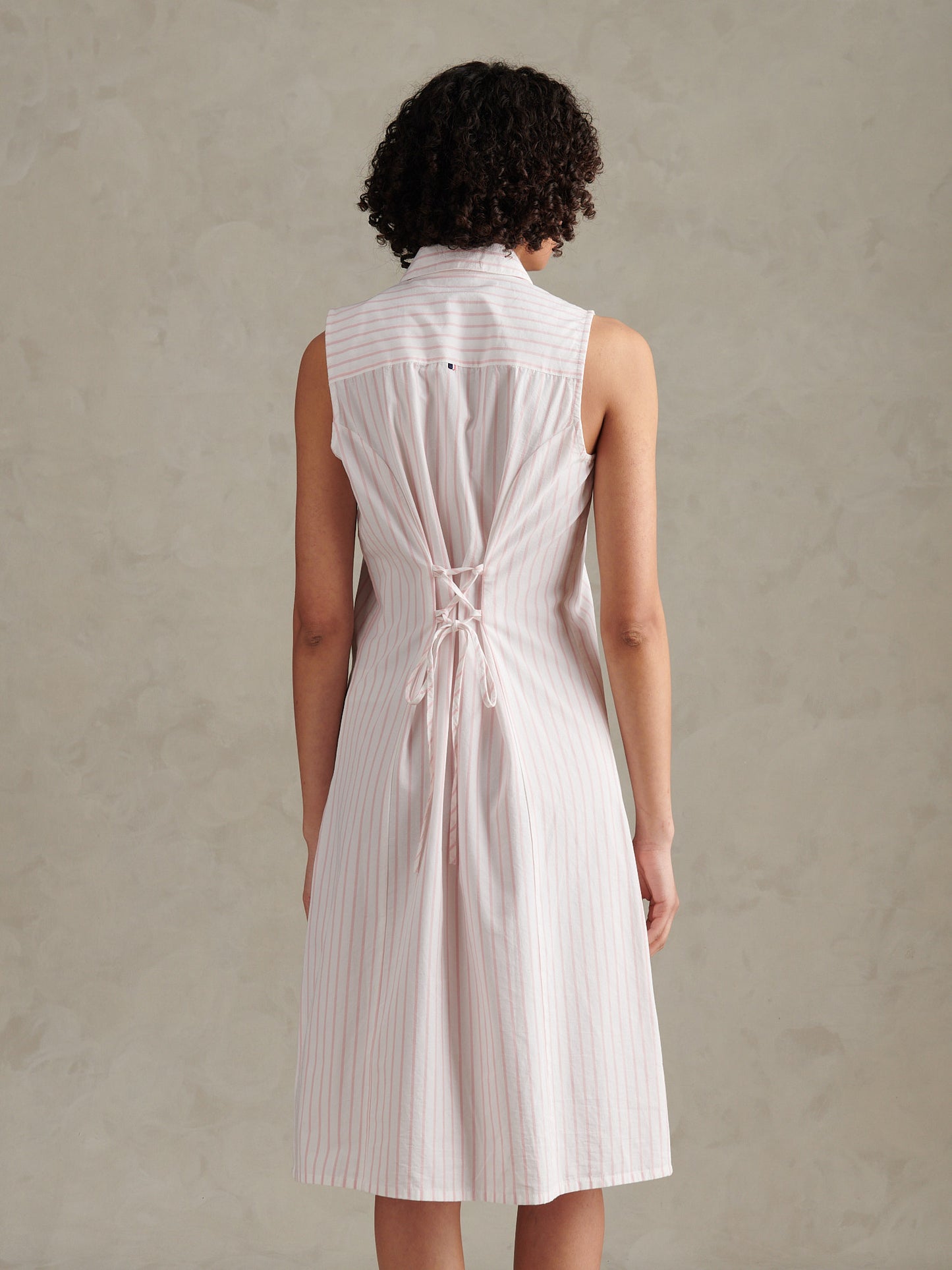 Womens Sleeveless Tie Back Midi Shirt Dress Crystal Rose