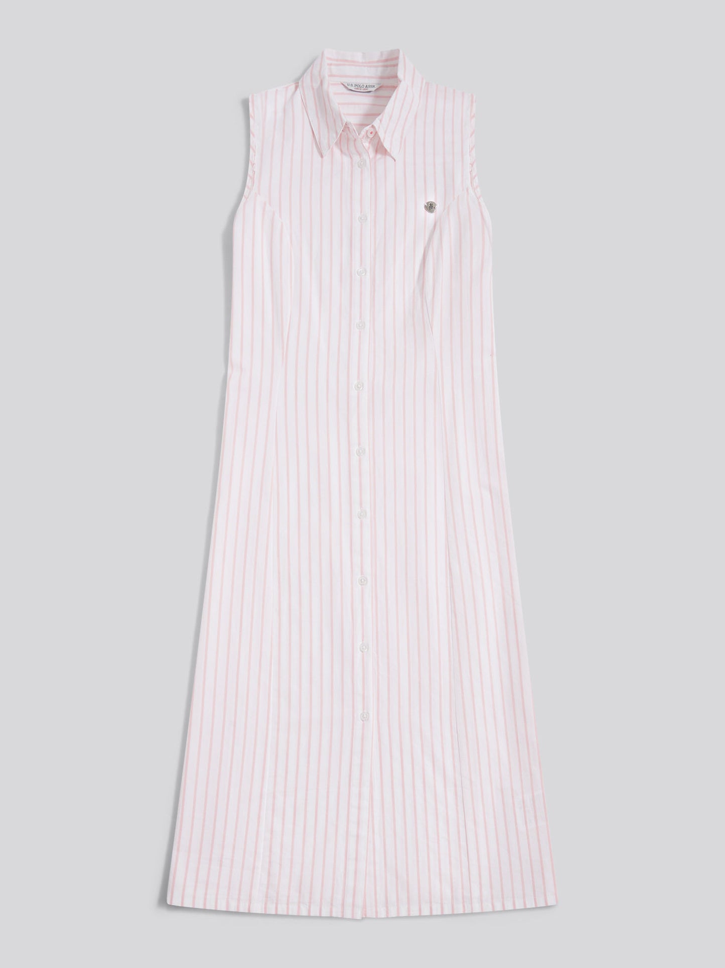 Womens Sleeveless Tie Back Midi Shirt Dress Crystal Rose