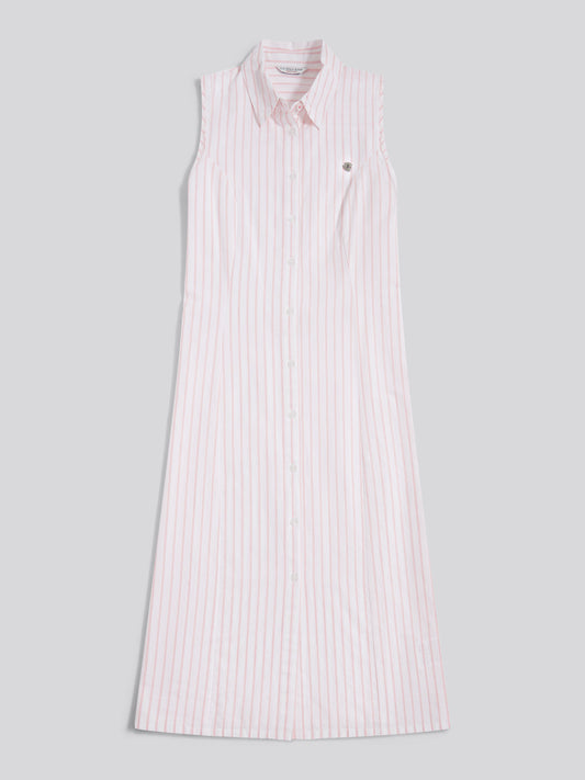 Womens Sleeveless Tie Back Midi Shirt Dress Crystal Rose