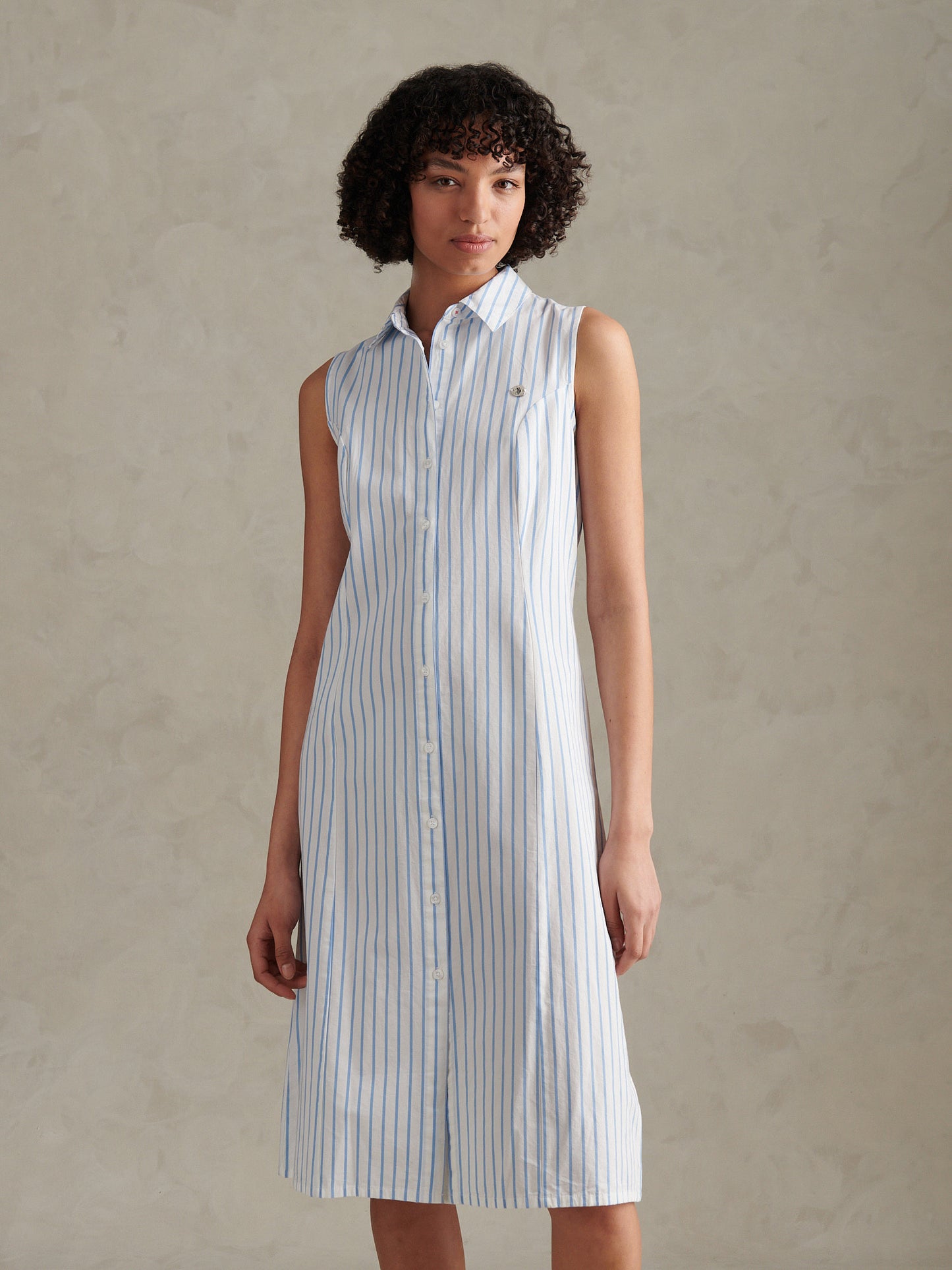 Womens Sleeveless Tie Back Midi Shirt Dress Open Air
