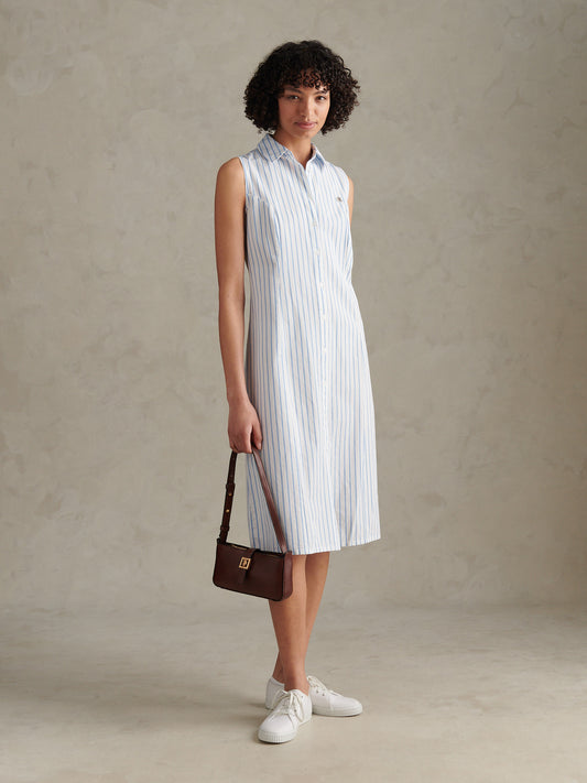 Womens Sleeveless Tie Back Midi Shirt Dress Open Air