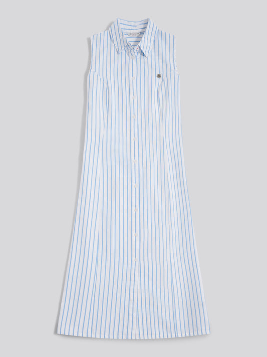 Womens Sleeveless Tie Back Midi Shirt Dress Open Air