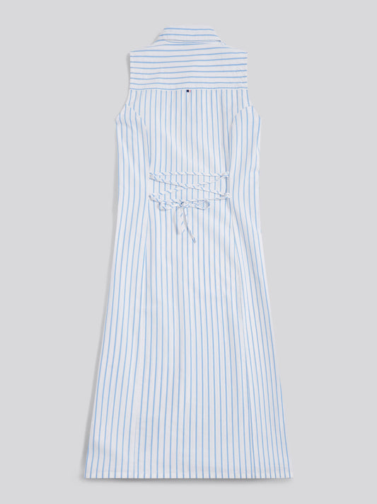 Womens Sleeveless Tie Back Midi Shirt Dress Open Air