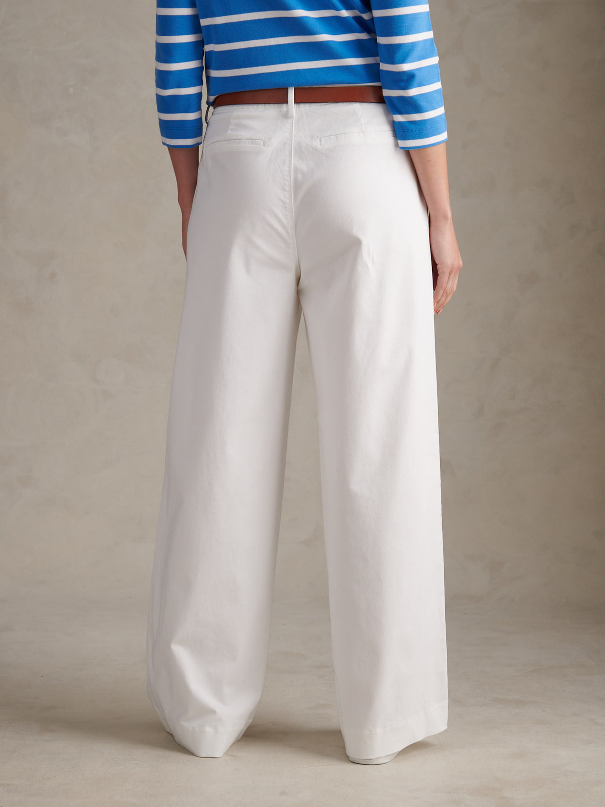 Womens Full Length Wide Leg Trousers Bright White