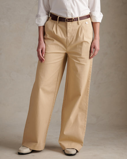 Womens Full Length Wide Leg Trousers Irish Cream