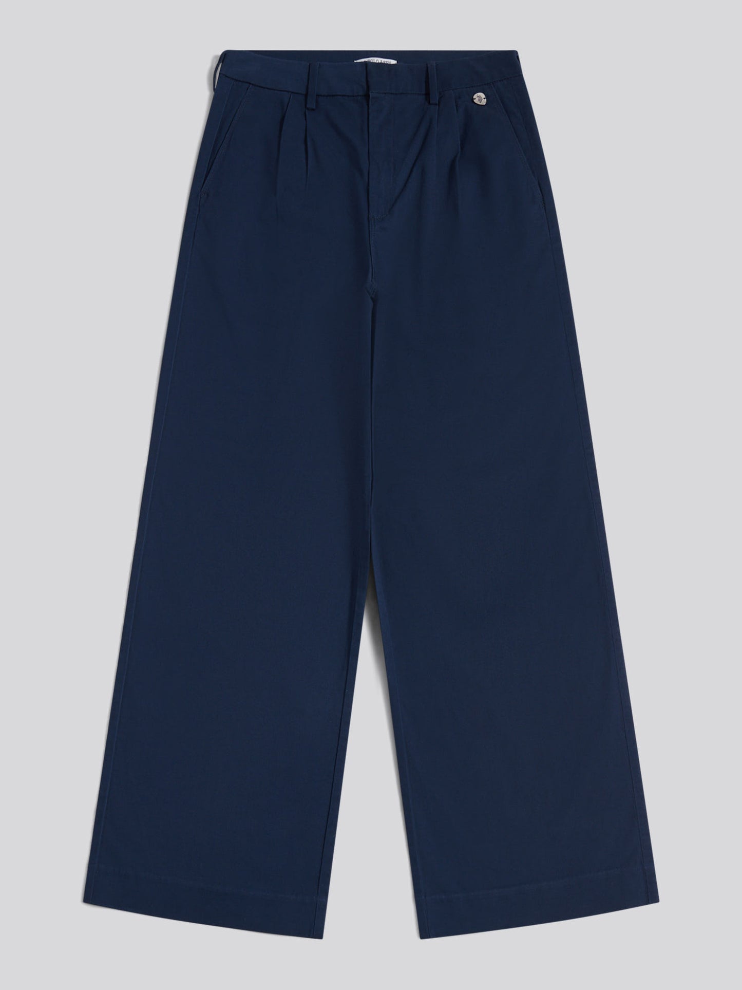 Womens Full Length Wide Leg Trousers Navy Iris