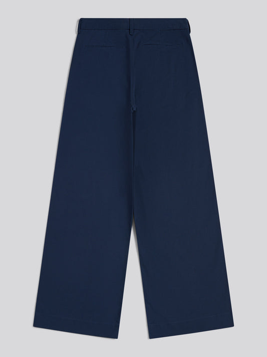 Womens Full Length Wide Leg Trousers Navy Iris
