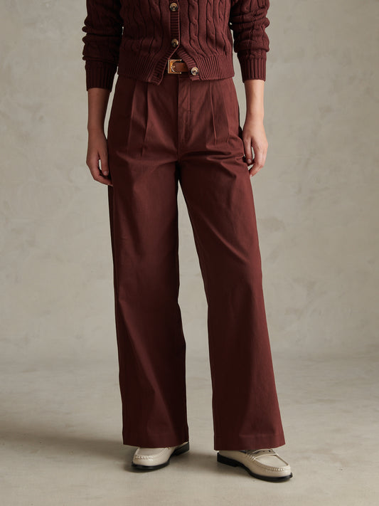 Womens Full Length Wide Leg Trousers Bitter Chocolate