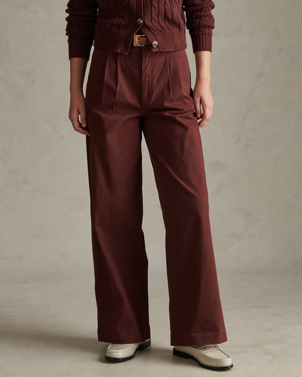 Womens Full Length Wide Leg Trousers Bitter Chocolate