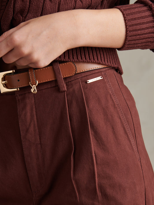 Womens Full Length Wide Leg Trousers Bitter Chocolate