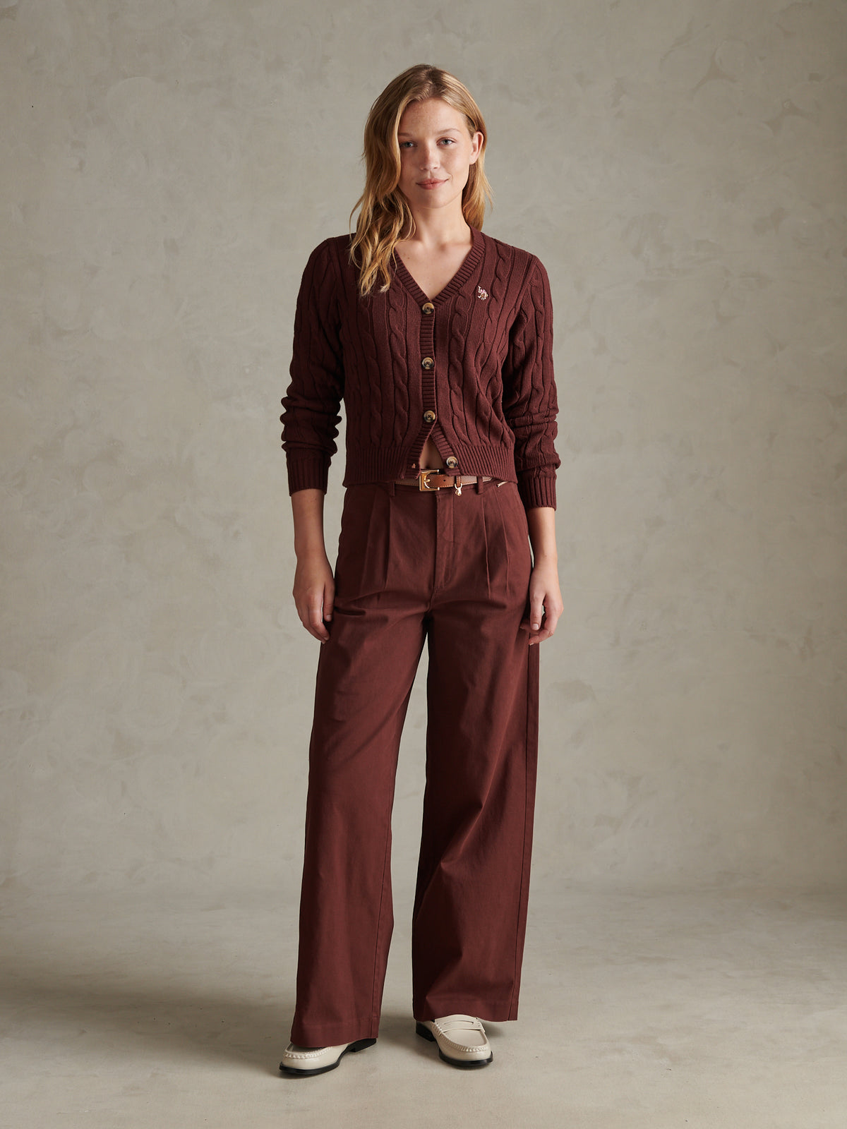 Womens Full Length Wide Leg Trousers Bitter Chocolate