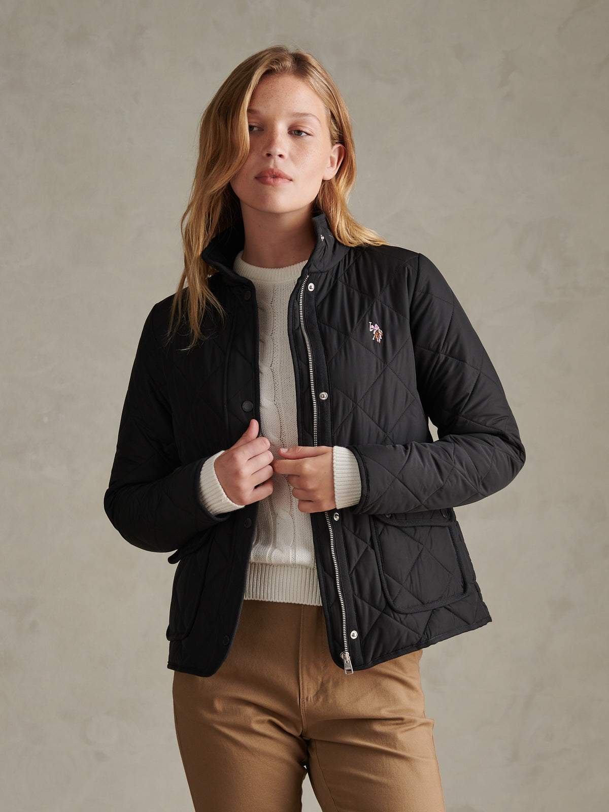 Womens Diamond Quilted Jacket Black