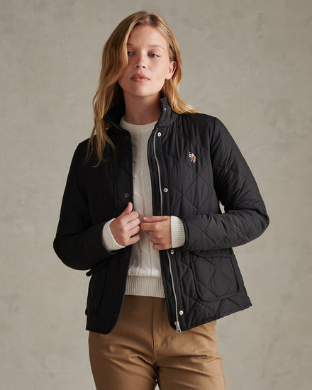 Womens Diamond Quilted Jacket Black