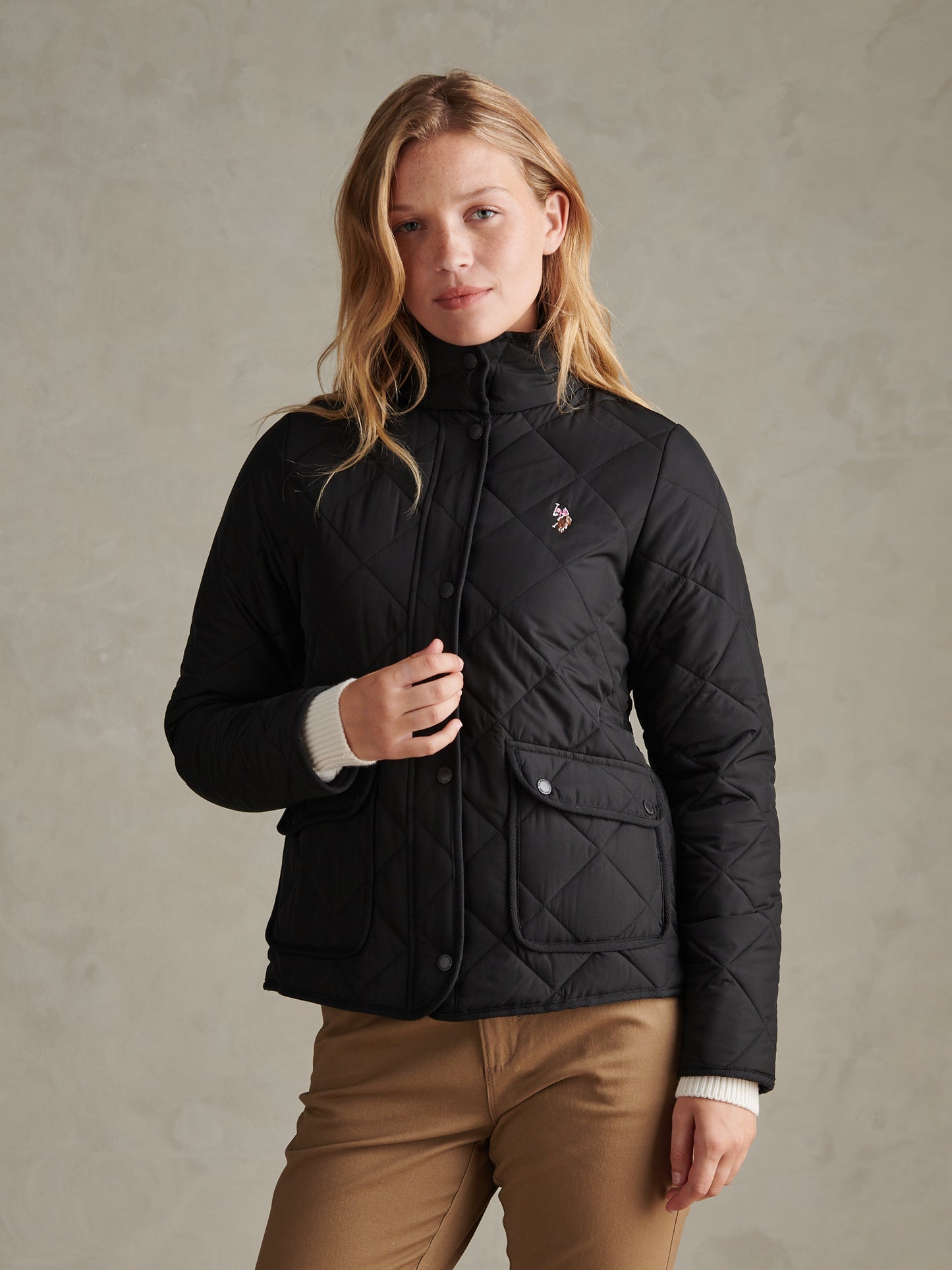 Womens Diamond Quilted Jacket Black