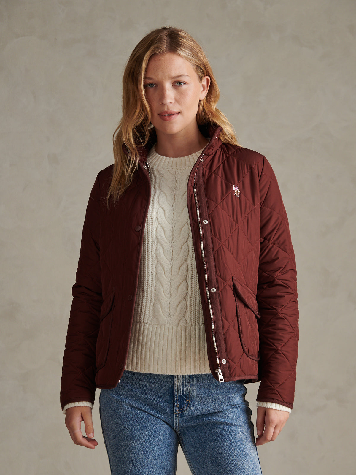 Womens Diamond Quilted Jacket Bitter Chocolate