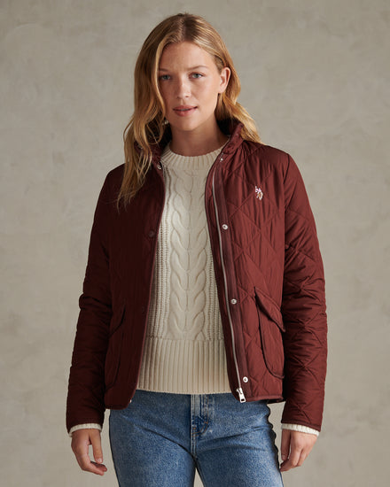 Womens Diamond Quilted Jacket Bitter Chocolate