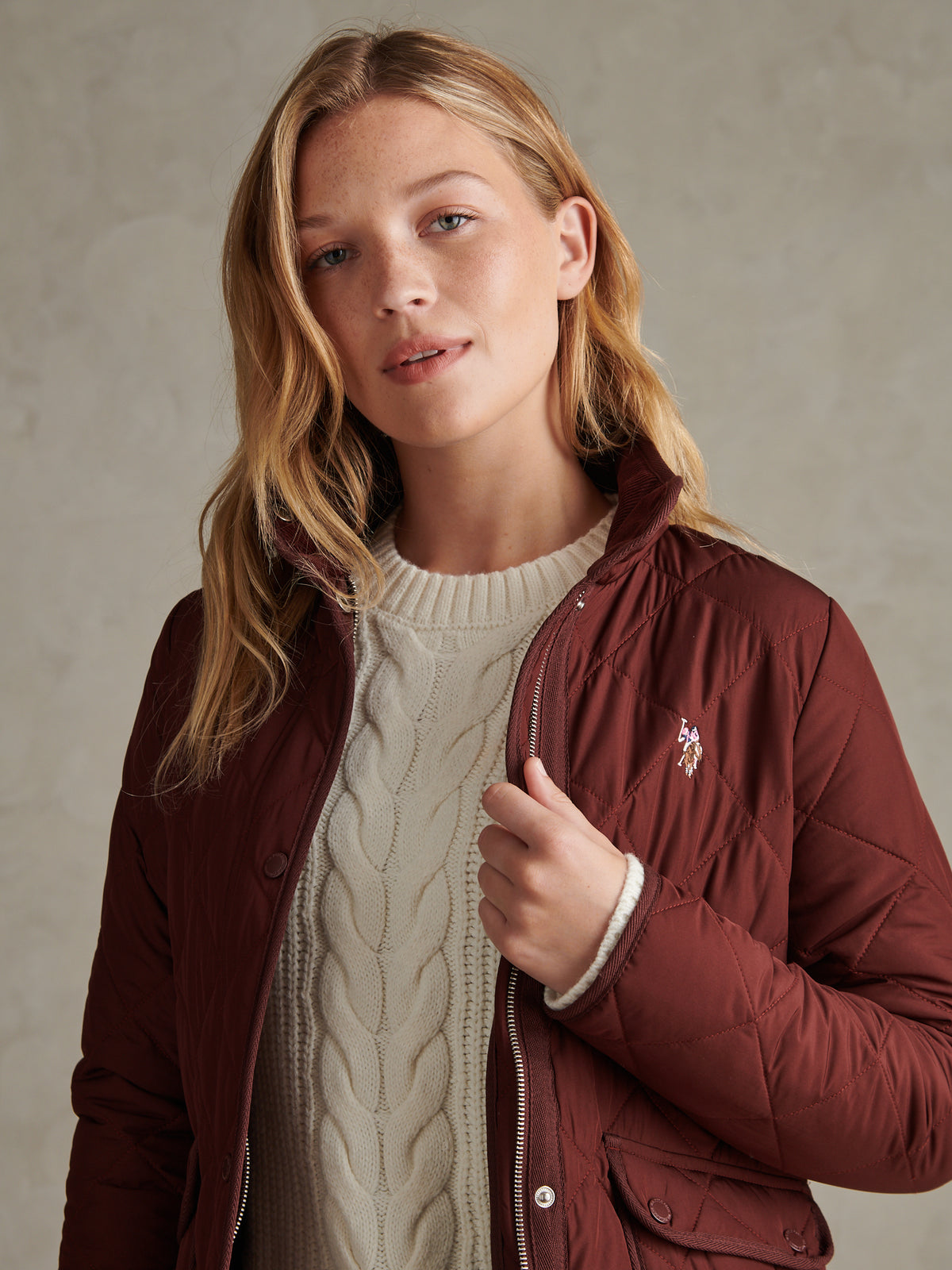 Womens Diamond Quilted Jacket Bitter Chocolate