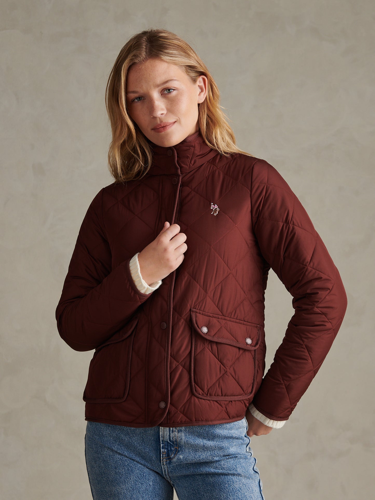 Womens Diamond Quilted Jacket Bitter Chocolate