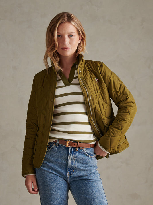 Womens Diamond Quilted Jacket Olive Branch